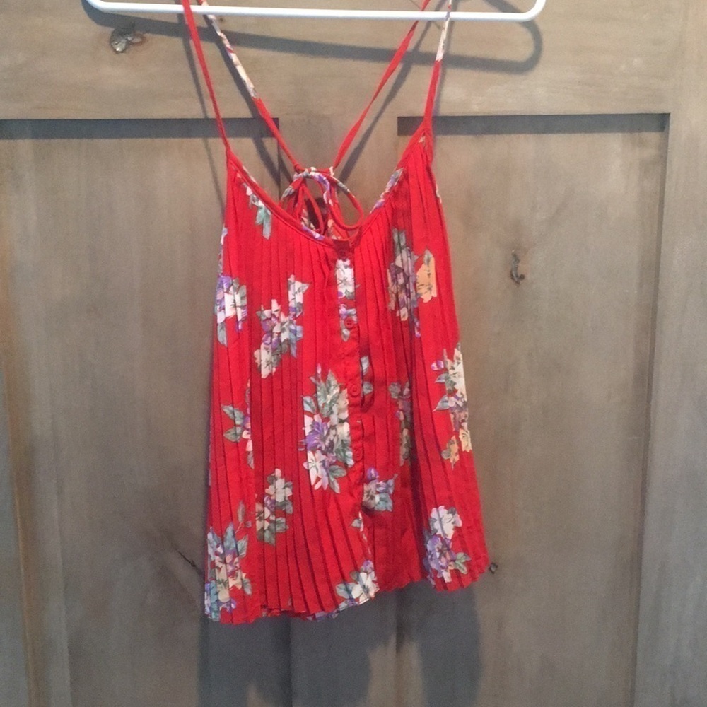 Kimchi blue red pleated tank top